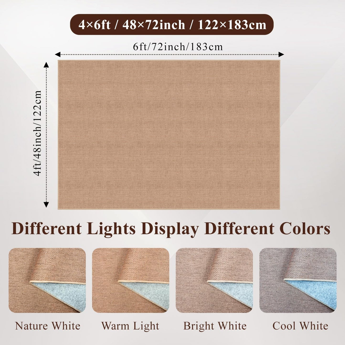 BYYVOO 4x6 Jute Area Rug Washable: Non-Slip Indoor Floor Mat - Carpet for Living Room Entryway Kitchen Dining Room - Thin Low Pile Rugs Braided Woven Durable Farmhouse Decor (Beige,4x6)