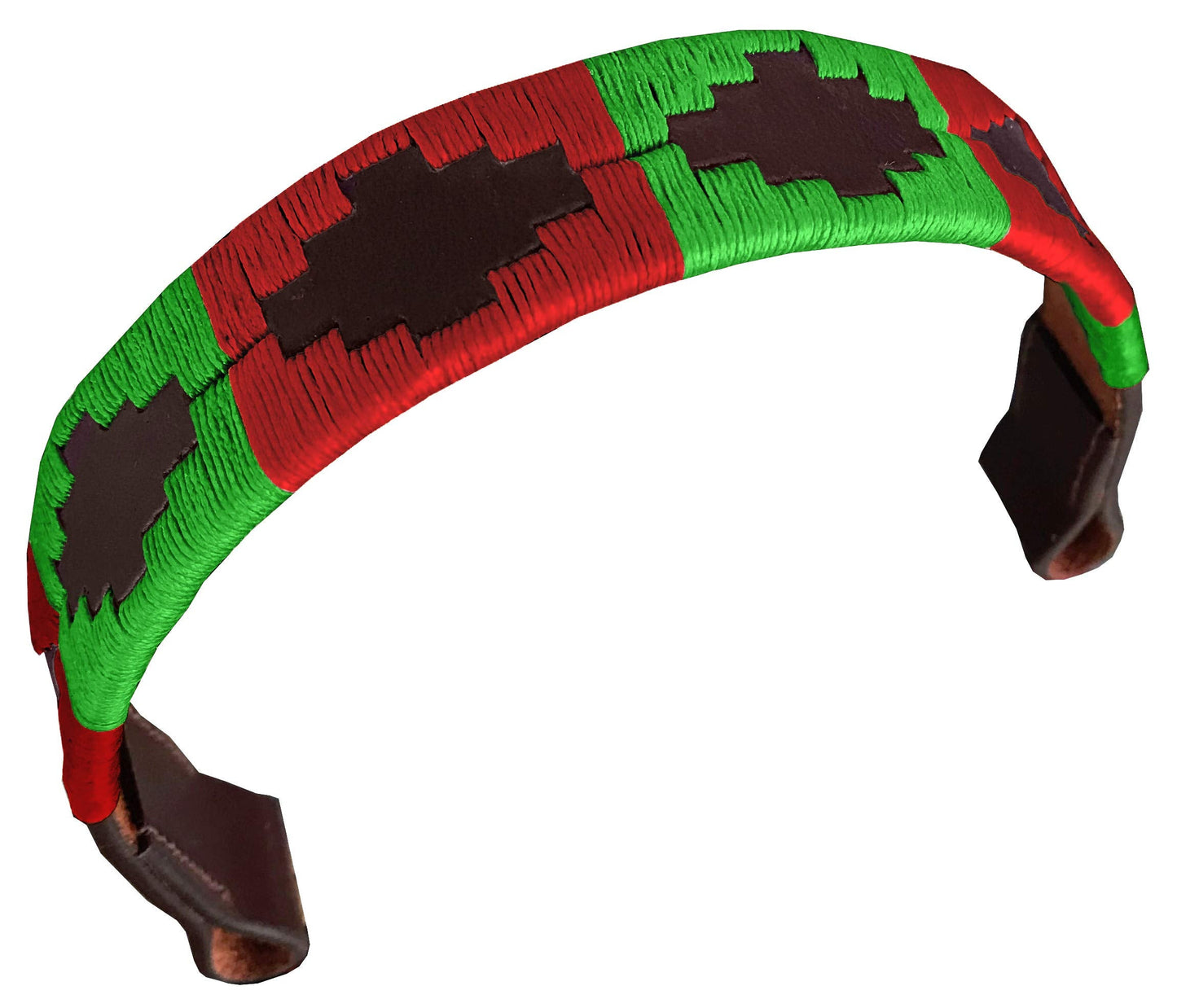 CARLOS DIAZ Designer Genuine Leather Waxed Embroidered Gaucho Polo Horse Bridle Browband (Pony 14 inches)