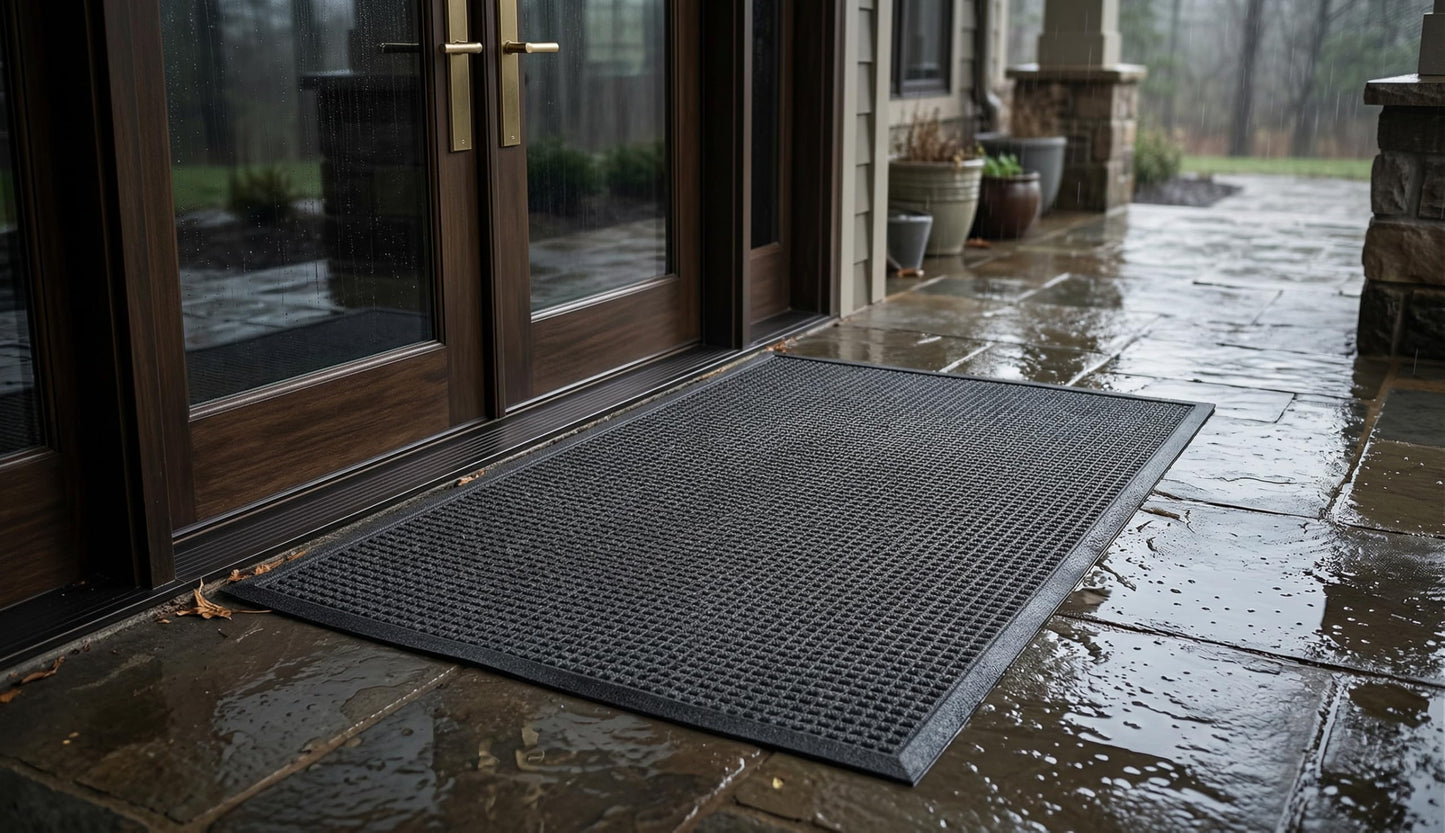 Ecomills Water Trapper Doormat, 36" x 60", Charcoal, Extra Large, Absorbent Entrance Mat for Mud, Rain, Snow, Indoor Outdoor, Non-Slip Rubber Backing, Stain Resistant, Heavy Duty