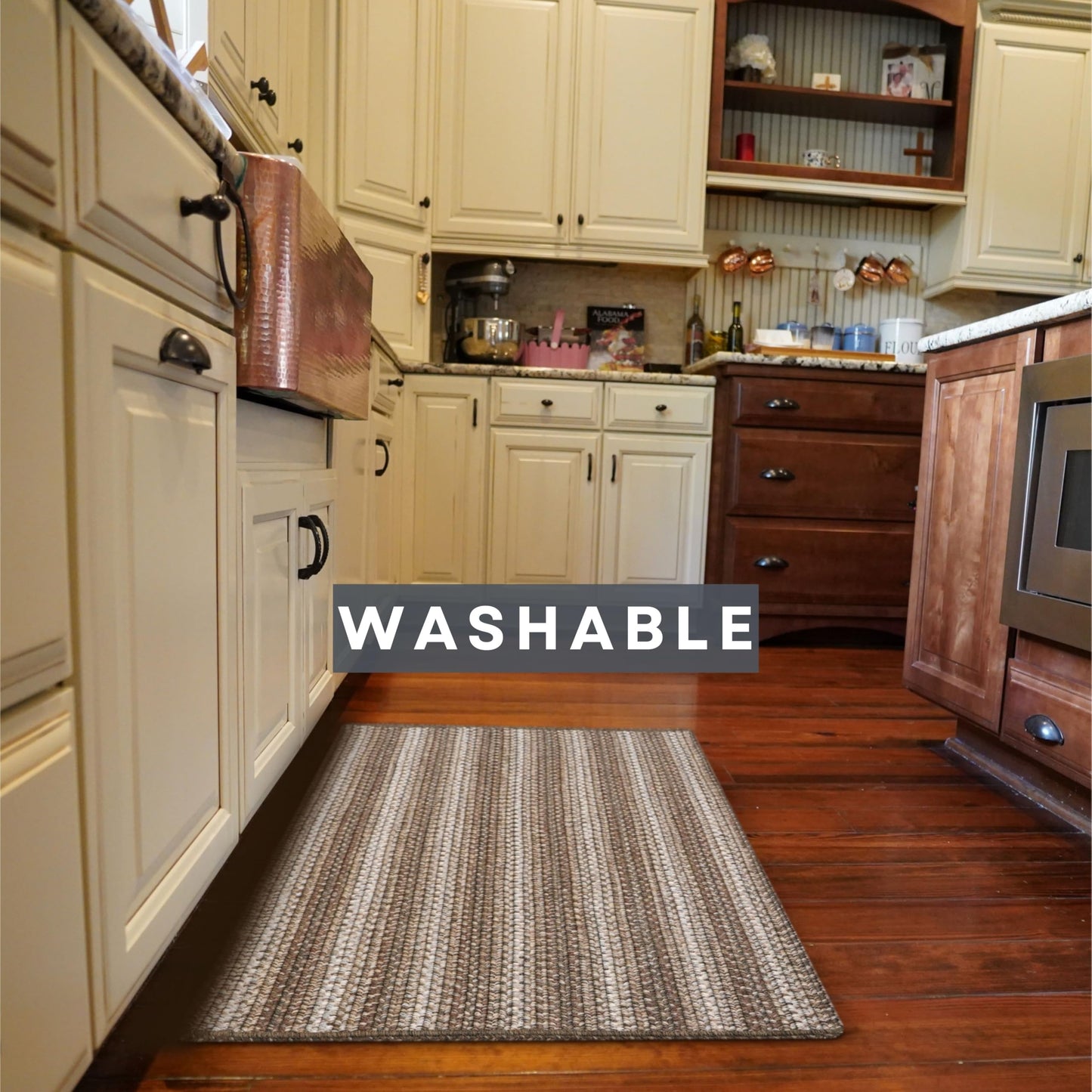 Homespice Chicory Braided Entryway Rugs with Rubber Backing 17"x47" - Rectangle, Brown - Made with Durable Polypropylene - Waterproof, Stain Resistant and Washable