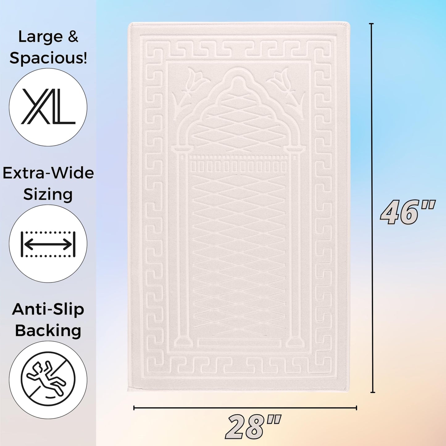 Sacred Artisans Padded Prayer Mat Thick with Soft Velvet Foam for Men and Women | Prayer Rug and Meditation Mat for Home Travel & Gift (Cream - Padded)
