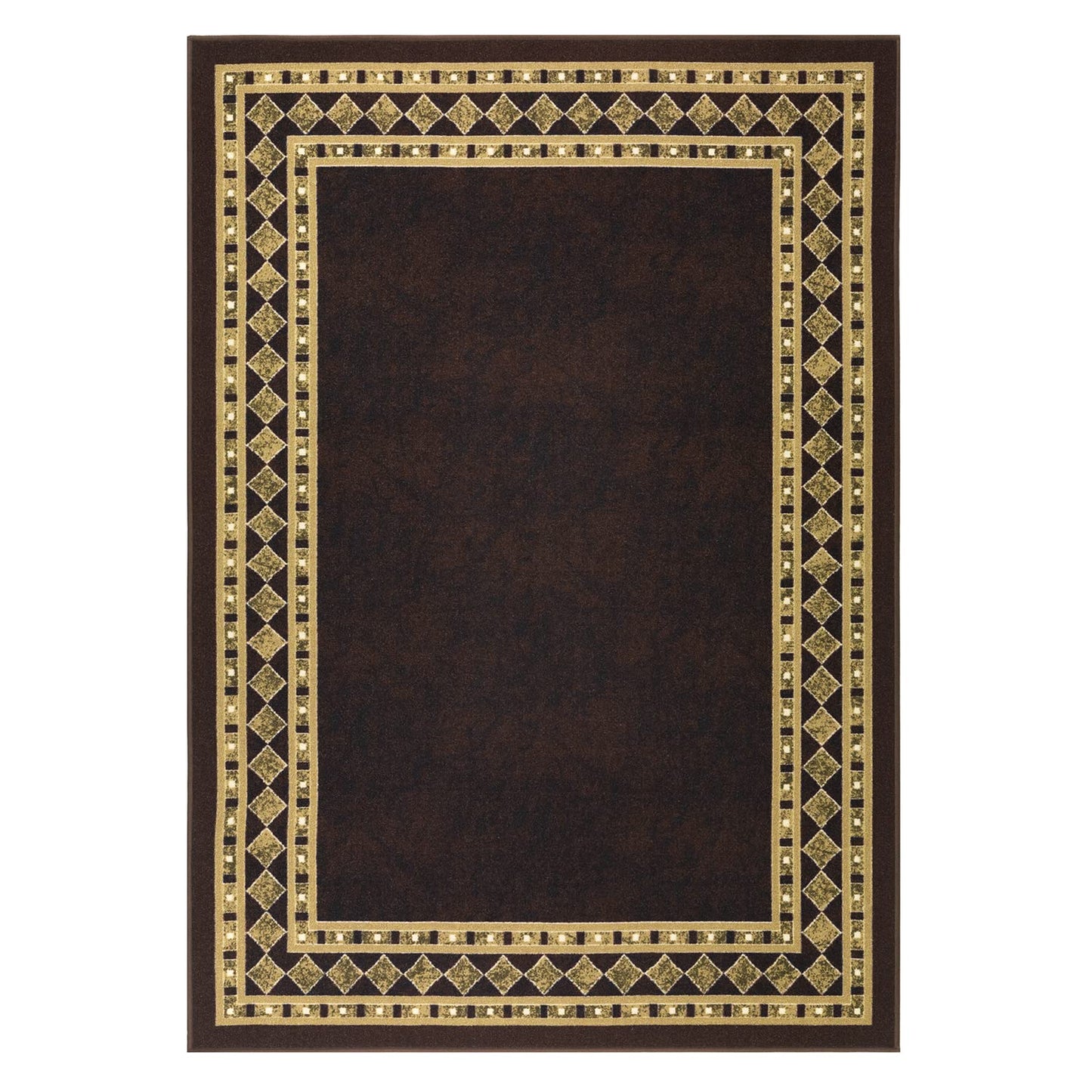 Antep Rugs Alfombras Modern Bordered 8x10 Non-Skid (Non-Slip) Low Profile Pile Rubber Backing Indoor Area Rugs (Brown Beige, 7'10" x 10')