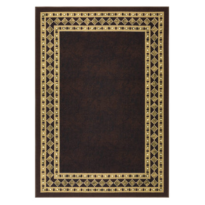 Antep Rugs Alfombras Modern Bordered 8x10 Non-Skid (Non-Slip) Low Profile Pile Rubber Backing Indoor Area Rugs (Brown Beige, 7'10" x 10')
