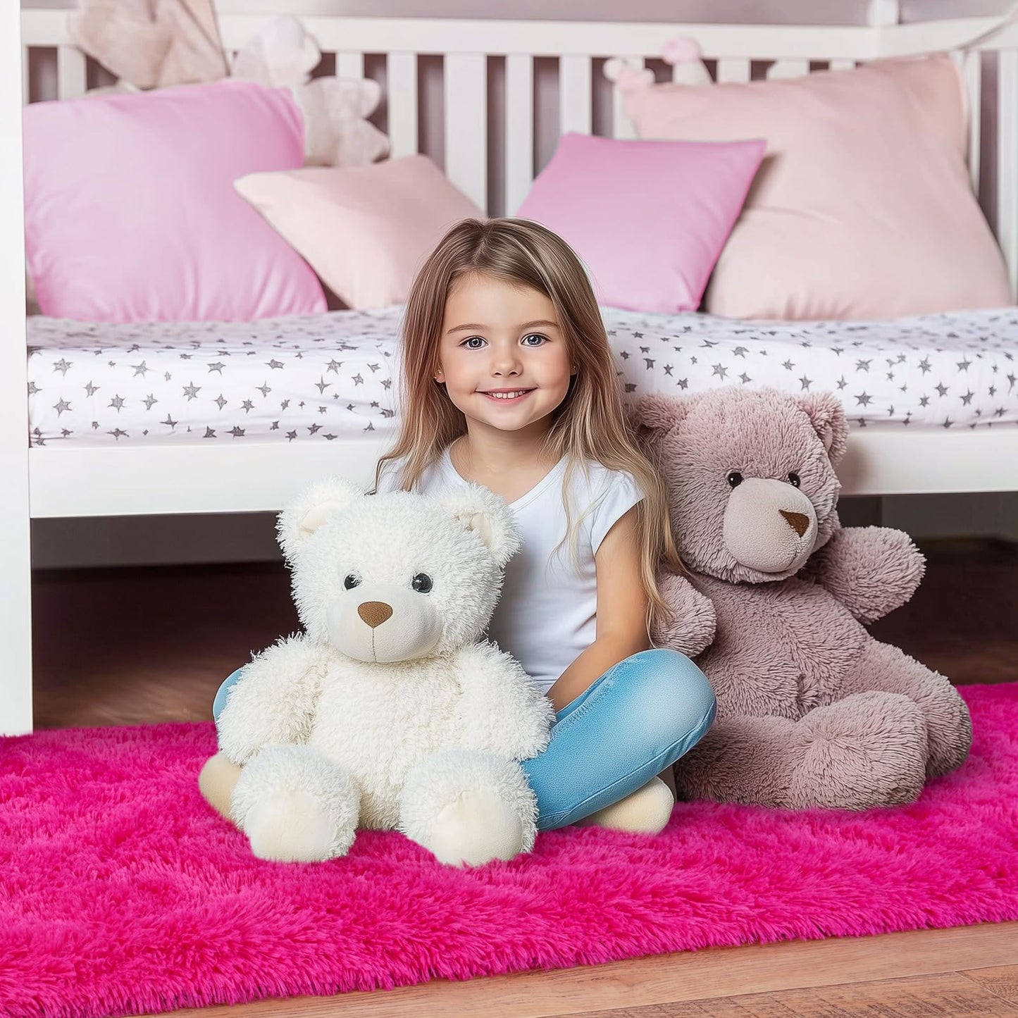 Hot Pink Runner Rug for Hallway, Bedroom Bedside Plush Rugs, Non Slip Fluffy Shaggy Carpet for Kids Home Decor, Dorm Nursery 2x6 Ft