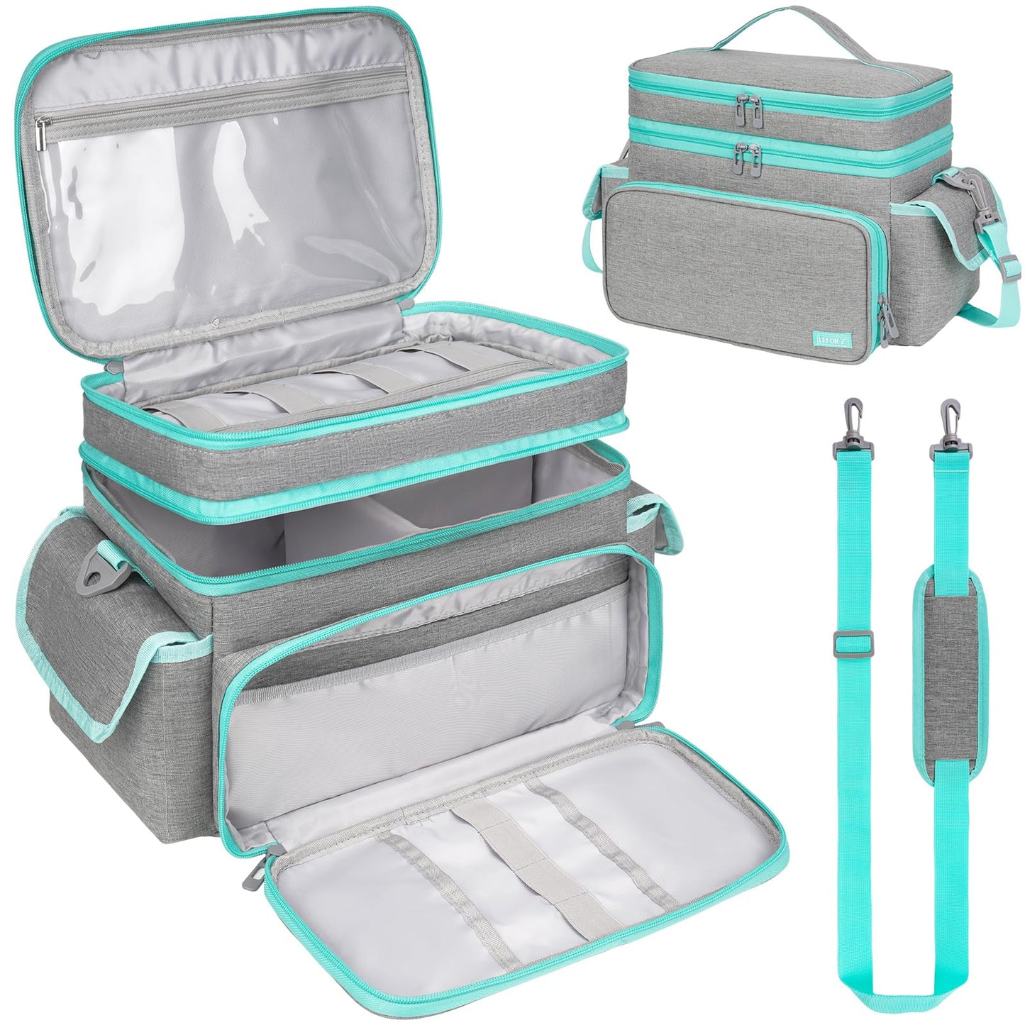 Large Sewing Supplies Organizer,Double-Layer Sewing Accessories Storage and Organizer Case Bag,Protable Travel Sewing Box Sewing Basket for Sewing Tools,Grey(Bag Only)