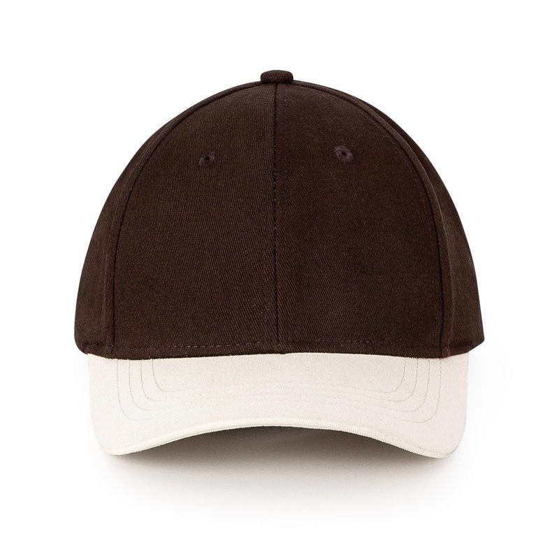 Mens Cap, Plain Baseball Cap, 100% Cotton, Adjustable Size, Casual Hat, Two Tone Color Combinations (Brown & White)