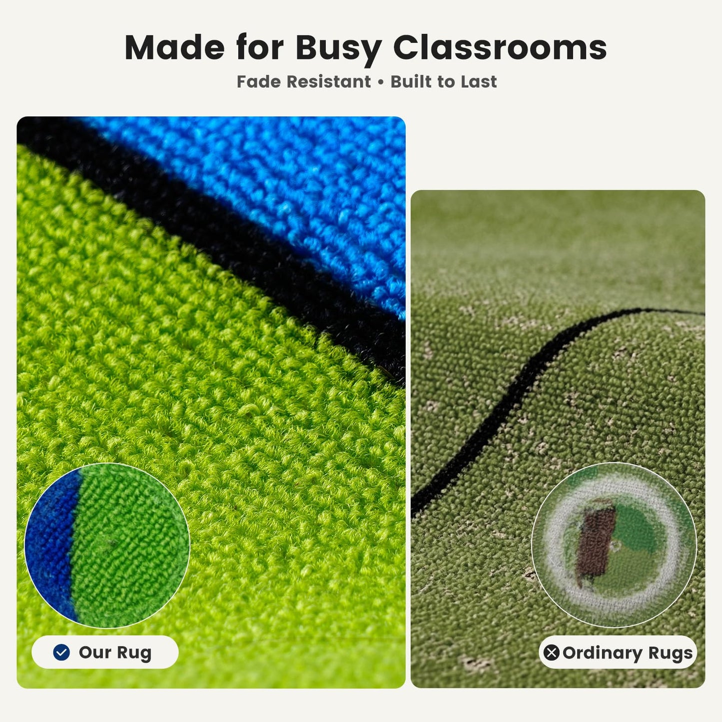 ABCarpet Extra Large Classroom Rug, 10'6" x 13'1" Durable Boho Classroom Carpet, Non-Slip Preschool Rug with 30 Seating Squares for Reading Area, Circle Time, Kids Playroom, Teacher Use