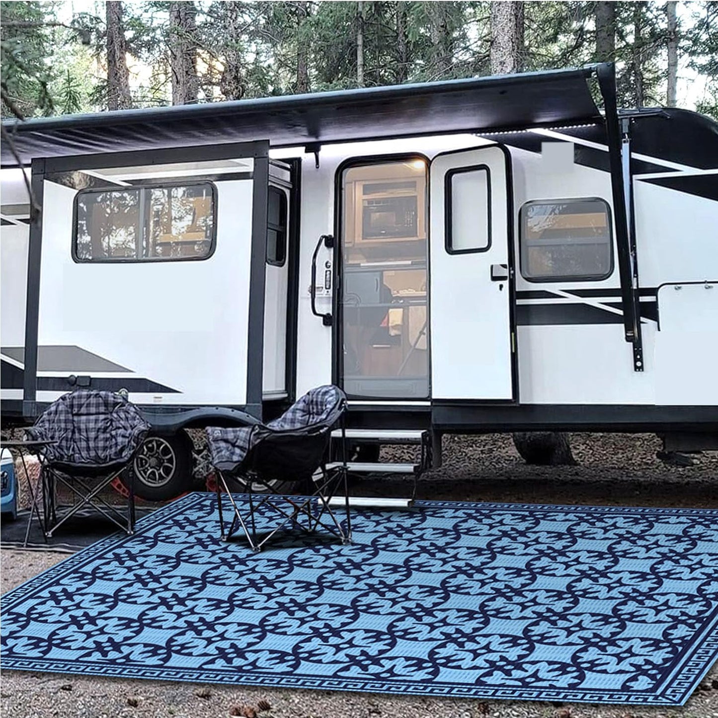 TIPHOPE RV Outdoor Rugs,Waterproof 9x6 FT Outdoor Camping Rugs Foldable Camper Rugs with Carrying Bag Large Floor Rug for Outdoor Camping,Beach,Picnic,Lightweight