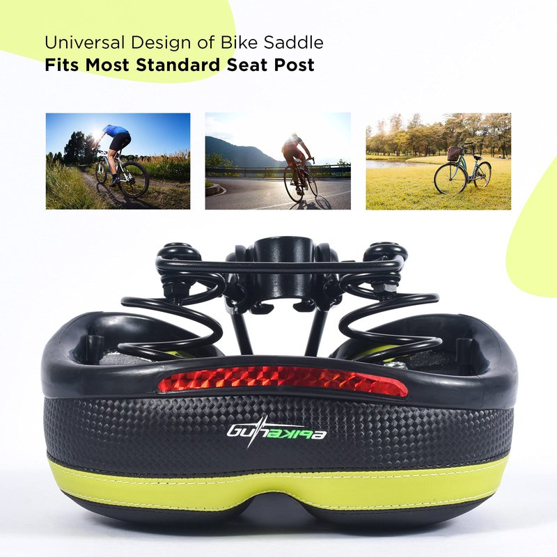 EBIKELING Bike Seat Dual Shock Absorbing Soft Comfortable Padded Bicycle Seat Cushion for Men Women Comfort - Memory Foam Universal Fit Bike Saddle for Exercise Outdoor Mountain Bikes