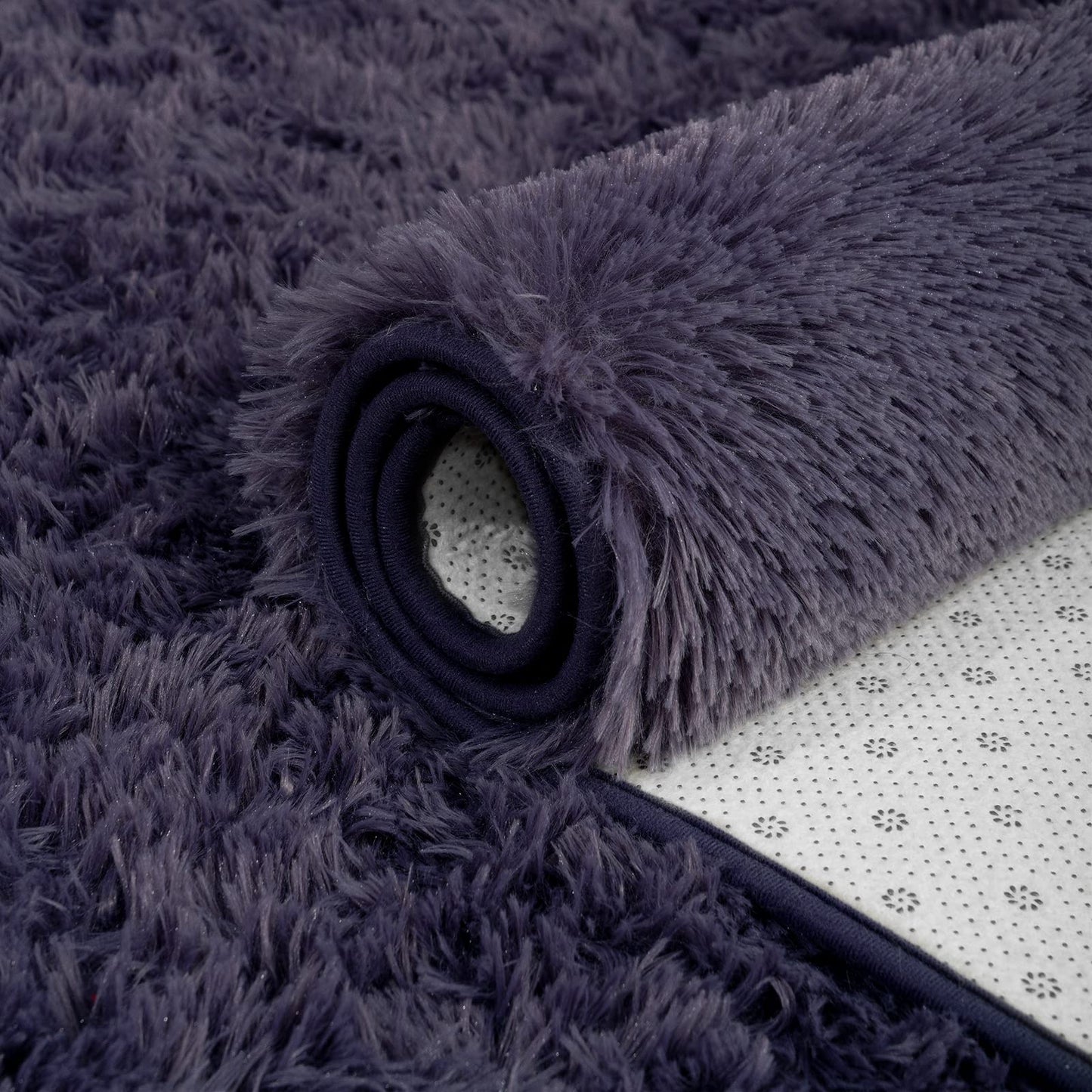 ISEAU Oval Fluffy Rug Carpets, Modern Plush Shaggy Area Rug for Kids Bedroom Extra Comfy Cute Nursery Mat Bedside Mats for Boys Girls Room Home Decor, 2.6 x 5.3ft, Grey Purple