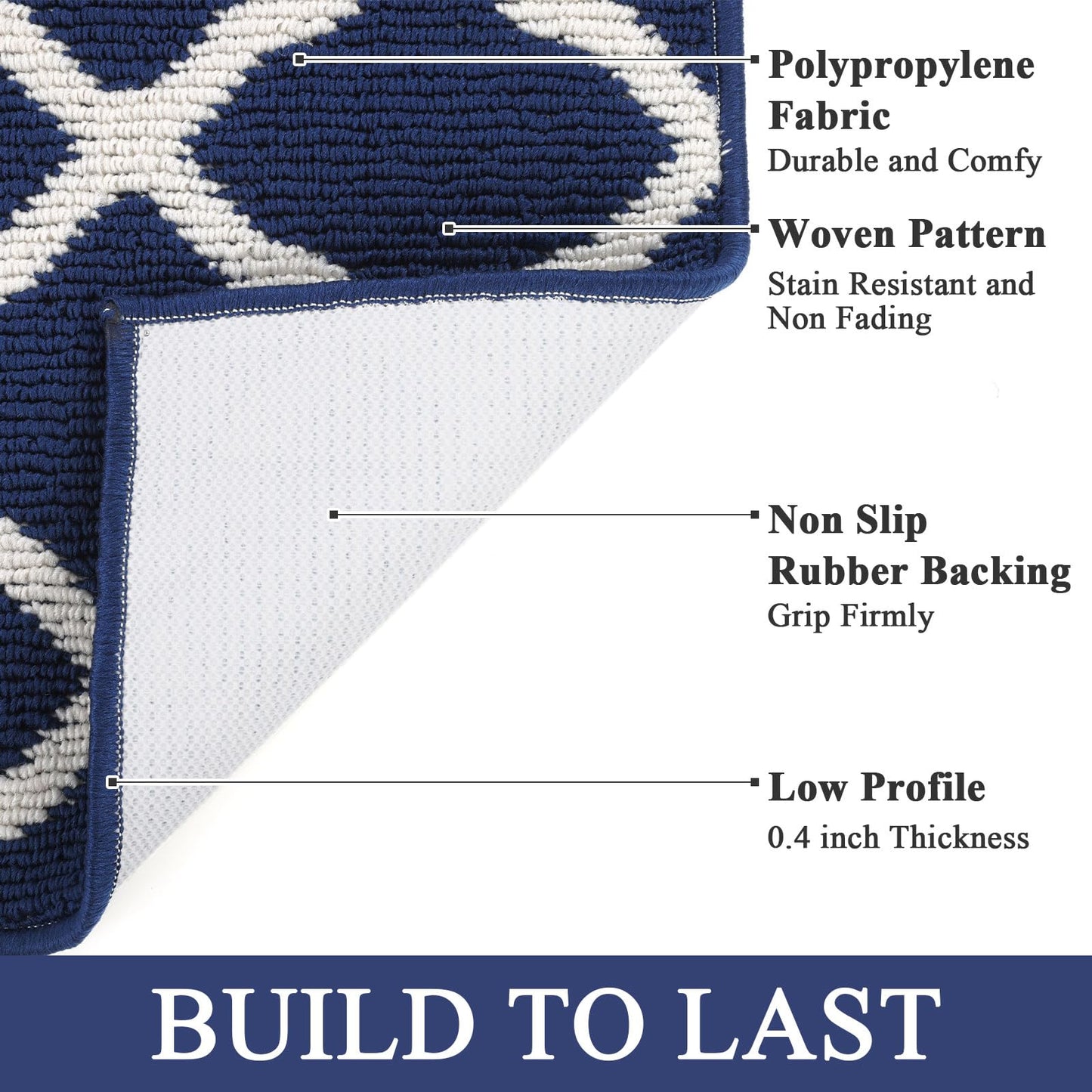 SHACOS Large Door Mat 3'x5' Indoor Washable Front Door Mats, Navy Blue