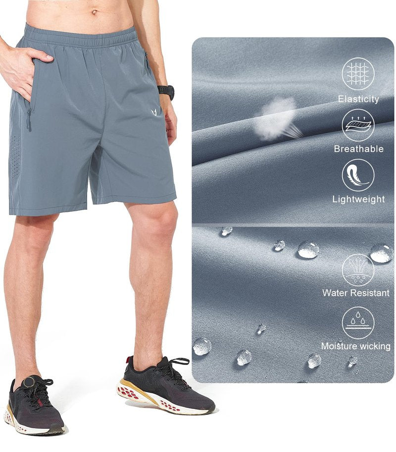 NORTHYARD Men's Athletic Running Shorts Gym Workout 7"/9"/5" Quick Dry Lightweight Sports Basketball Tennis 3 Zipper Pockets CLOUDGREY M