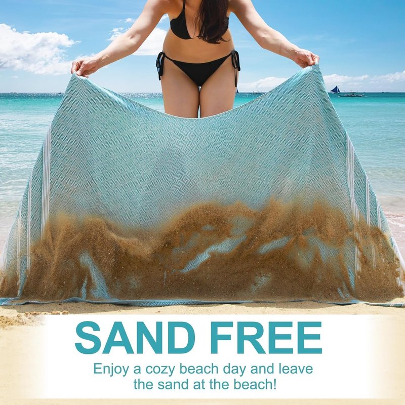 Oversized Turkish Beach Towels Set - Quick Dry, Sand-Free | 74"x38" Extra Large Travel & Camping Essentials