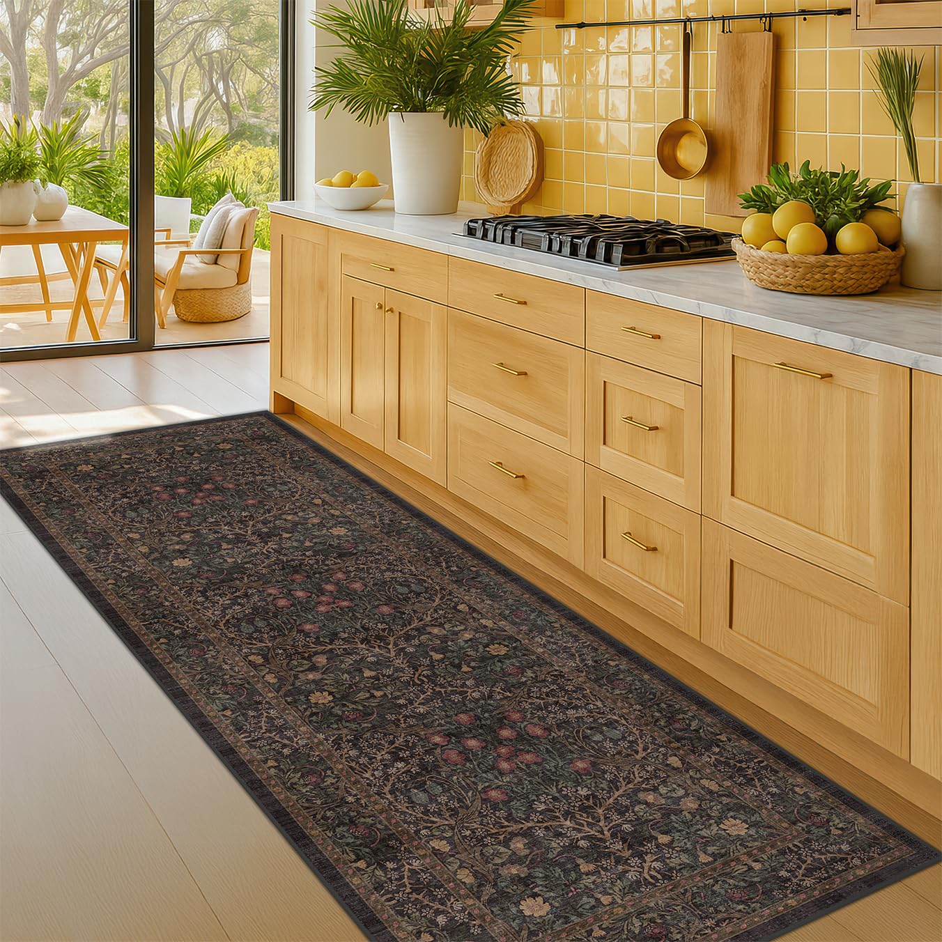 Dark Brown Washable 2x6 Runner Rugs for Entryway, Kitchen, Hallway, Bedroom Bedside, Laundry Room, Bathroom Rug, Pet & Kids Friendly Vintage Non Slip Low Pile Stain Resistant Long 24 x 72 Floor Carpet