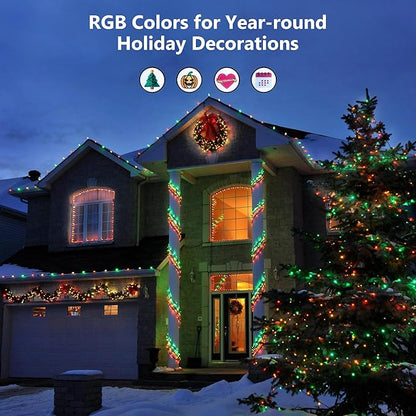 BrizLabs RGB Christmas Lights, 33ft 100 LED Color Changing Orange Purple Halloween String Lights with Remote, Dimmable Mini Light String for Indoor Outdoor Halloween Xmas Mardi Gras Year-Round Decor
