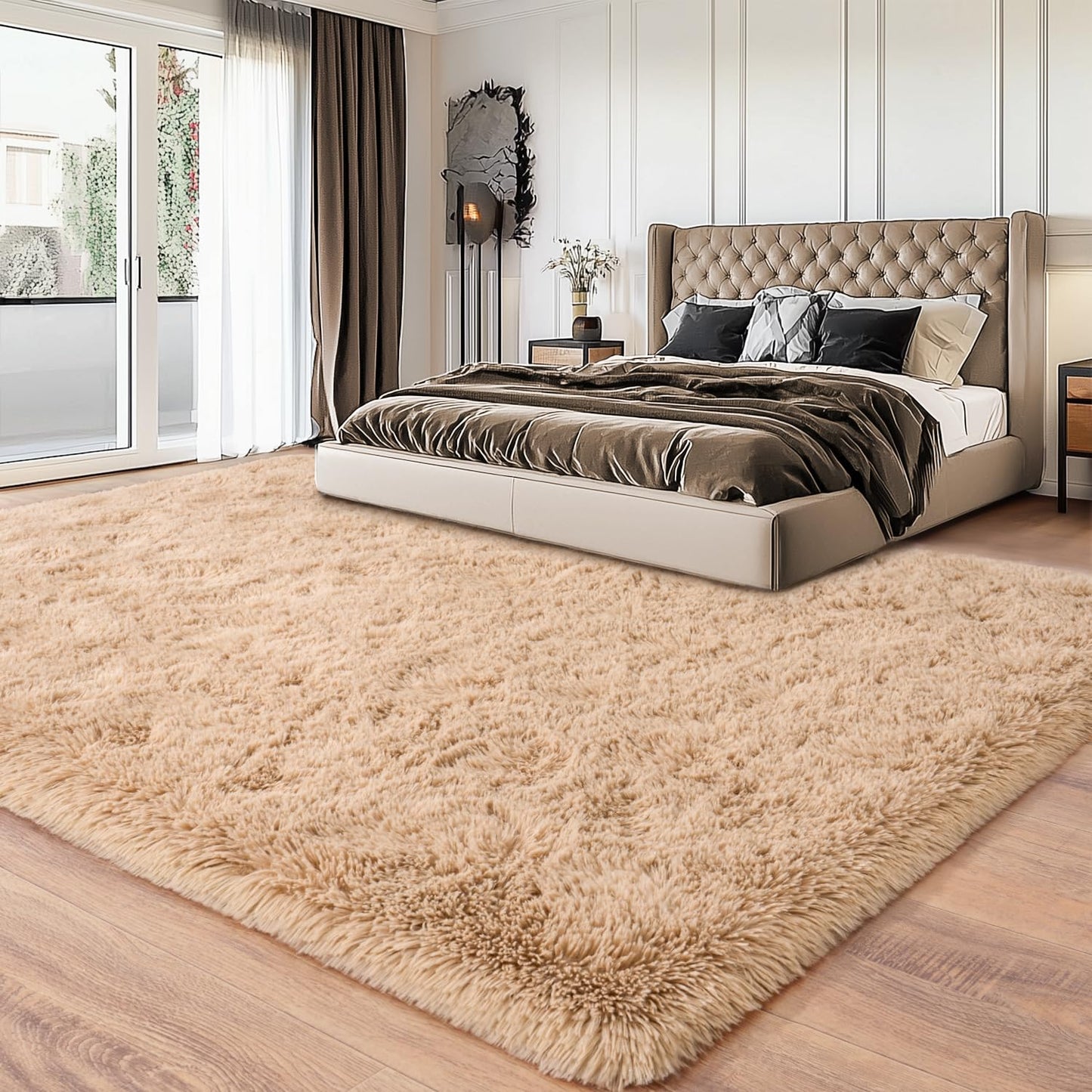 Area Rugs for Living Room, Soft Shaggy Carpets for Living Room, Fuzzy Rugs for Kids' Room, Perfect Decor for Modern Home Camel 4x6 Feet