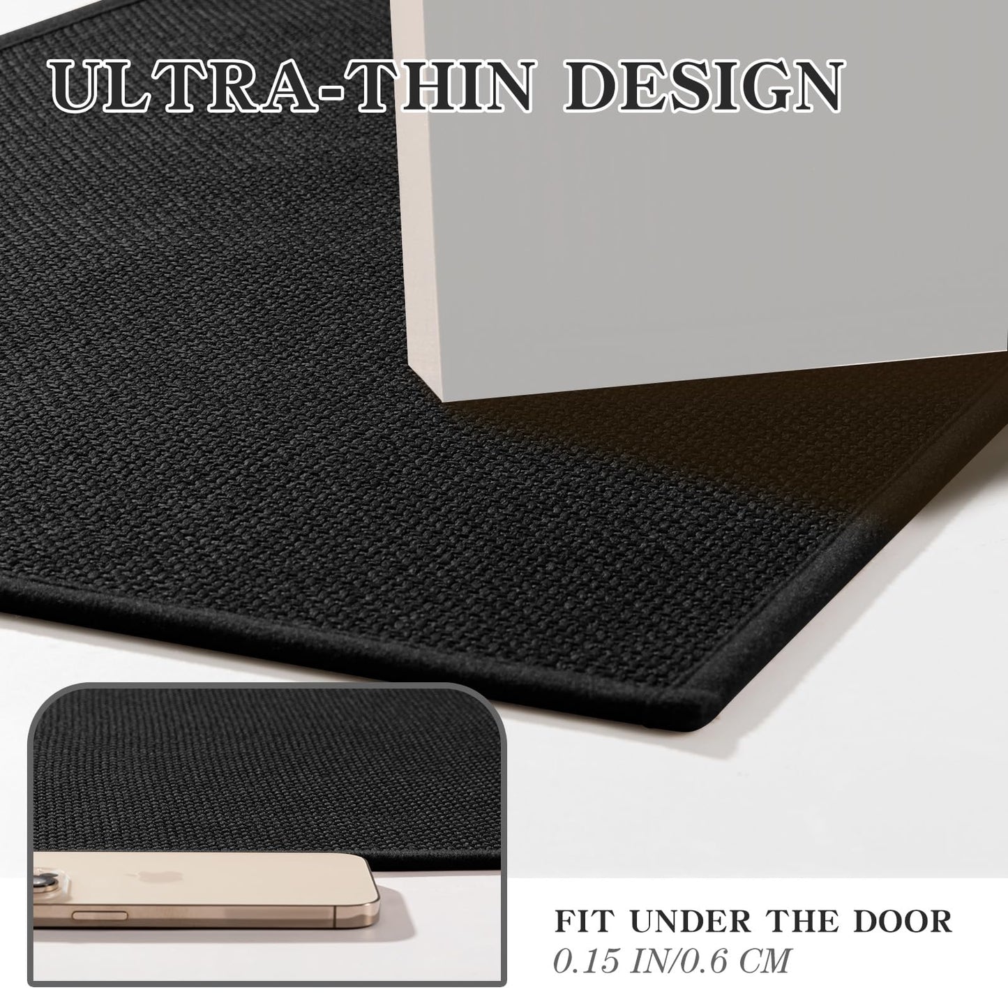 chakme Bathroom Rugs Mat U-Shaped 24x17, Ultra ThinNon Slip Bath Mat Small Quick Dry Absorbent Bath Matfor Bathroom Floor, (Black, U-24"x17")