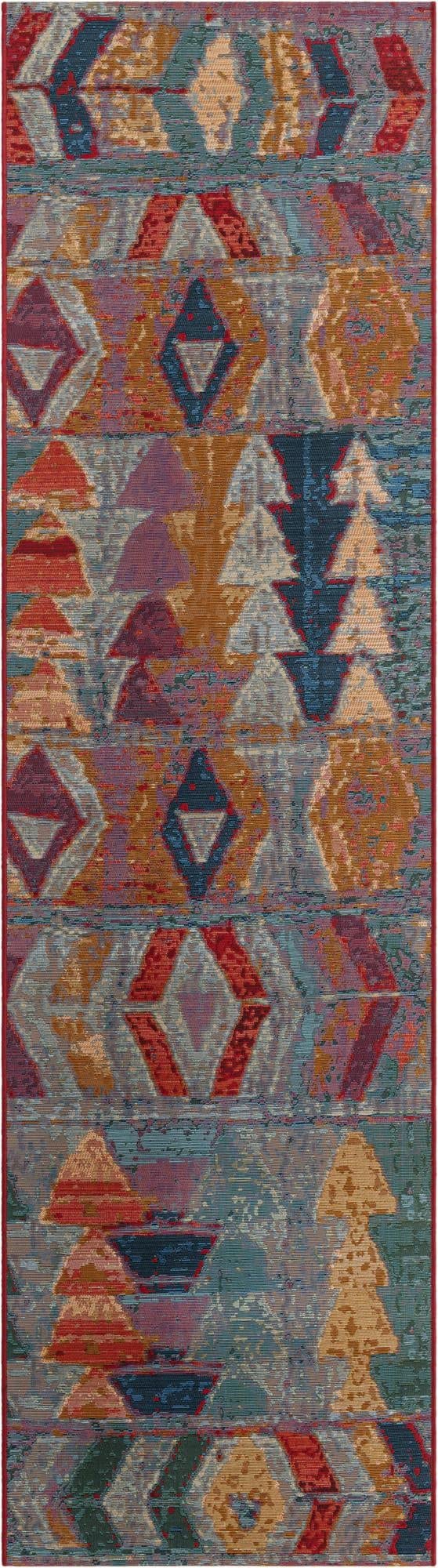 Unique Loom Outdoor Modern Collection Area Rug - Tamarindo (2' 7" x 10' Runner, Multi/ Burgundy)