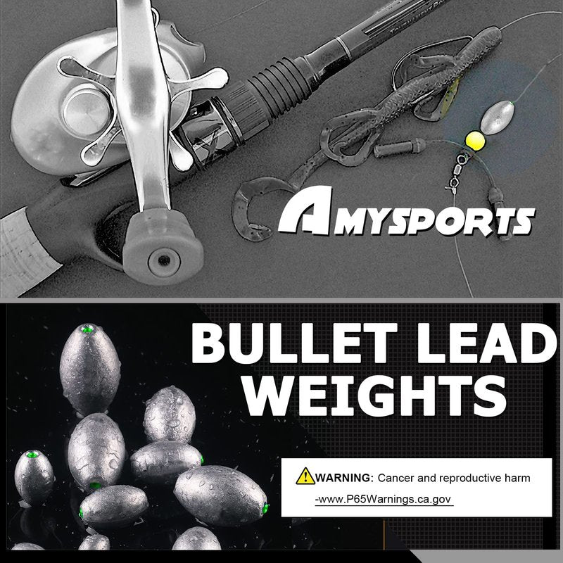 AMYSPORTS Egg Lead Fishing Weights Kit Drop Bass Weights Sinker Tackle Saltwater Casting Fishing Sinkers Set Oval Freshwater 20pcs 3/8oz