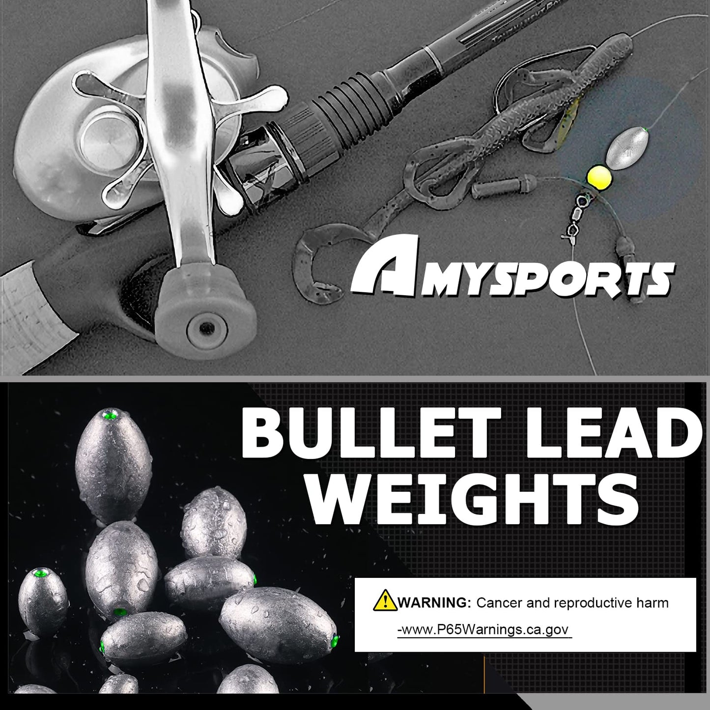 AMYSPORTS Egg Lead Fishing Weights Kit Drop Bass Weights Sinker Tackle Saltwater Casting Fishing Sinkers Set Oval Freshwater 20pcs 1/4oz