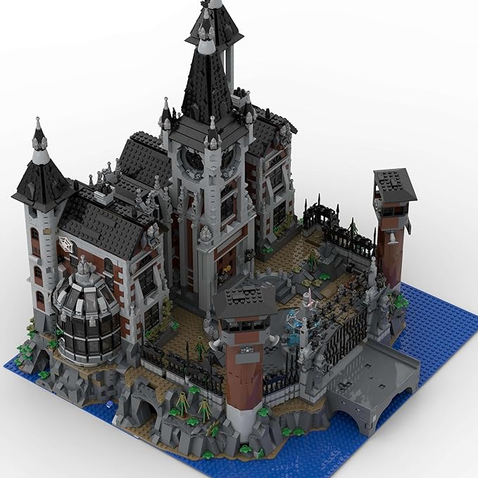 Haunted Asylum Madhouse Building Blocks - MOC Horror Castle Modular Medieval Castle Architecture Set Home Office Decor and Creative Gift for Adults in Halloween(6755pcs)