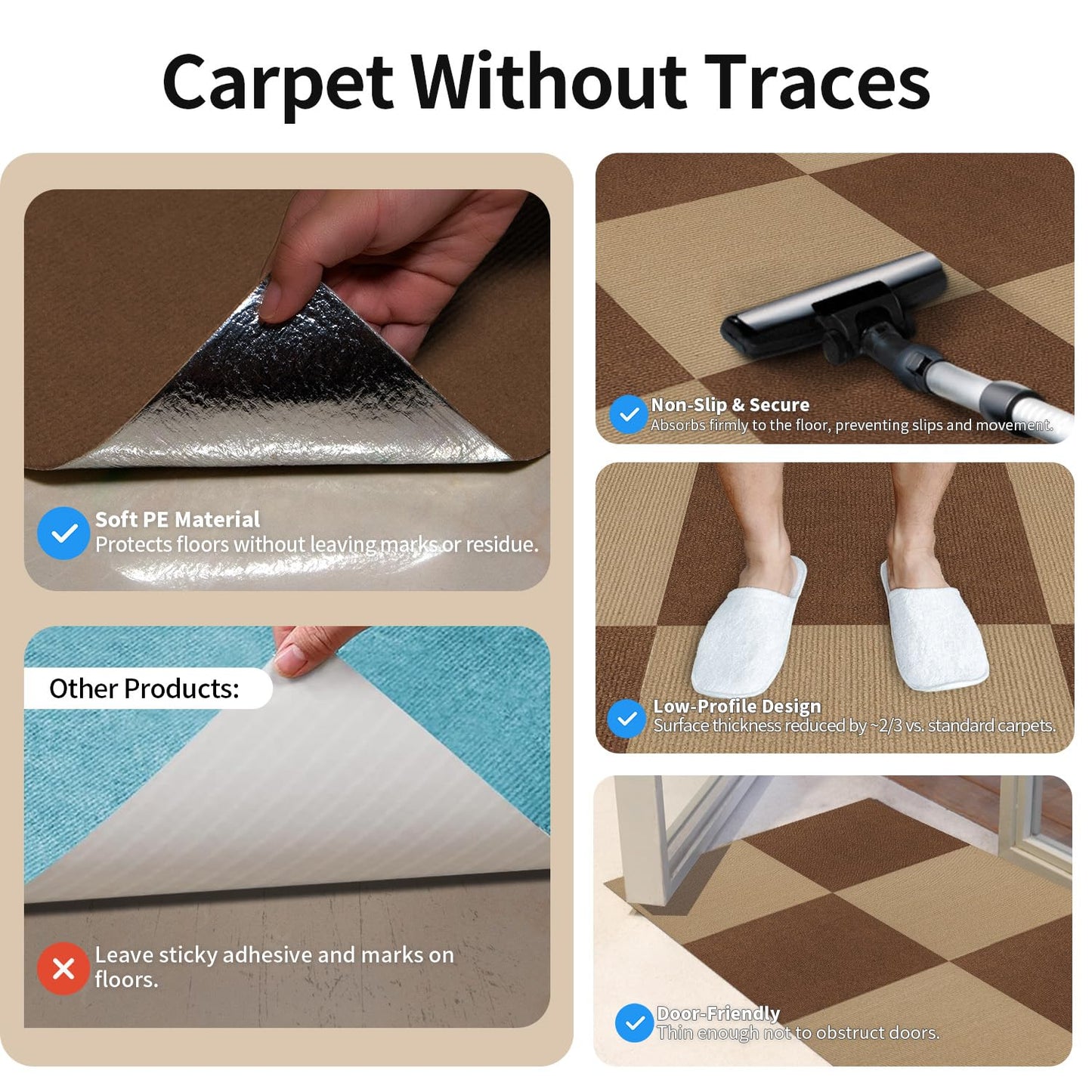AKIVIDA Carpet Tiles Peel and Stick, 12”x 12” Non-Slip Self Adhesive Squares Carpet Floor Tile, 10Pcs DIY Reusable Waterproof Carpet for Gym Living Room Bedroom