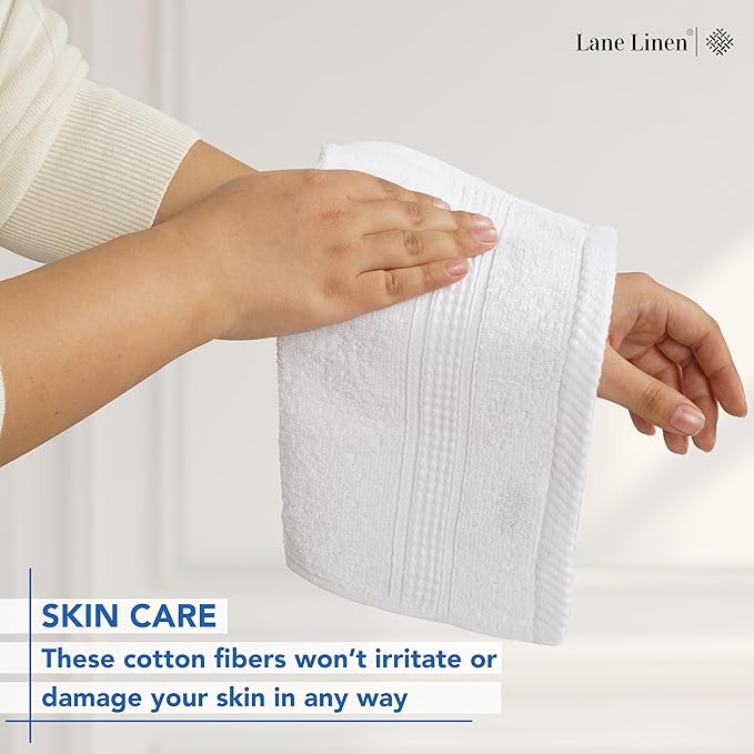 LANE LINEN White Washcloths 24 Pack