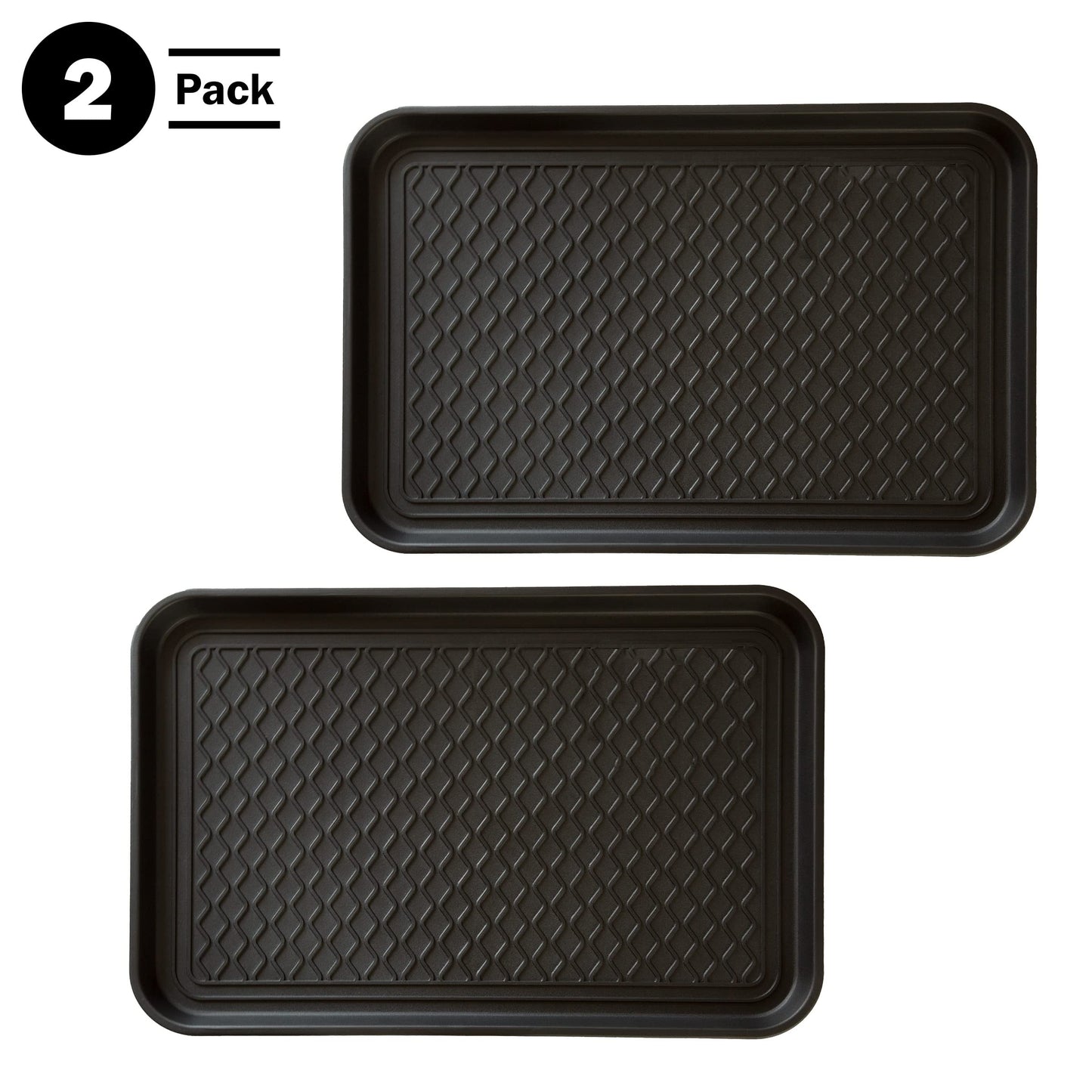 All-Weather Indoor/Outdoor Mat for Boots - Weather-Resistant Hard Plastic Shoe and Boot Tray with Raised Edge by Stalwart (Black, MEDIUM)