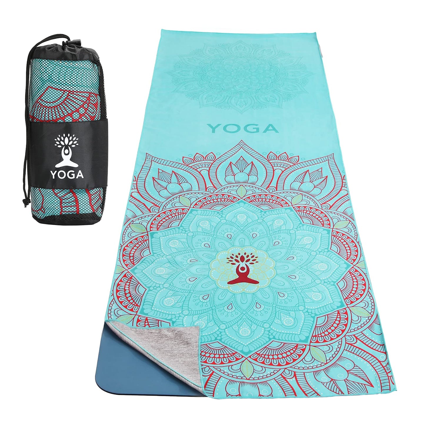 MoKo Yoga Towel, Non Slip Hot Yoga Blanket Printing Pattern Quick Dry with Corner Pocket for Bikram, Pilates, Gym Workout, Outdoor Picnic