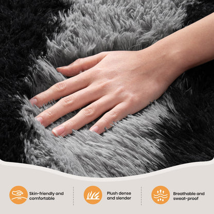 Zentavio Area Rugs for Living Room Large Rugs for Bedroom 5x8 Carpet Fluffy Fuzzy Soft Shag Aesthetic Plush High Pile Gray Throw Rug for Nursery Kids Room Dorm Horizontal Stripes Black Grey