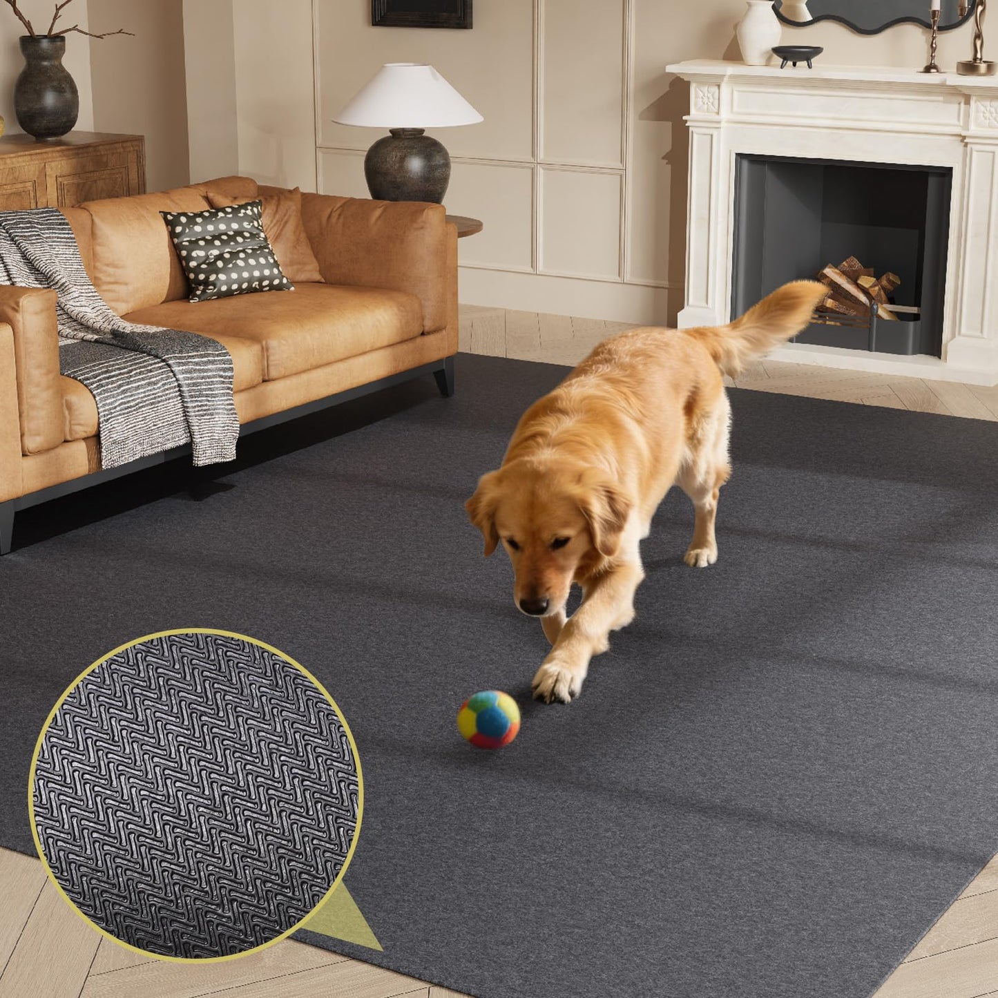 NENSIUM Rug Pad 5x7 Non Slip for Hardwood Floors, 1/8” Extra Thick Waterproof Felt Carpet Pad, Low Profile Underlay for Area Rugs, Safe for LVP & All Floor Finishes, Odorless & Soundproof