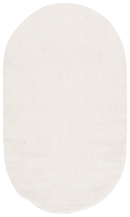SAFAVIEH Braided Fine Wool Collection Area Rug - 4' x 6' Oval, Ivory, Handmade Wool, Ideal for Living Room, Bedroom, Dining Space (BRA500A)