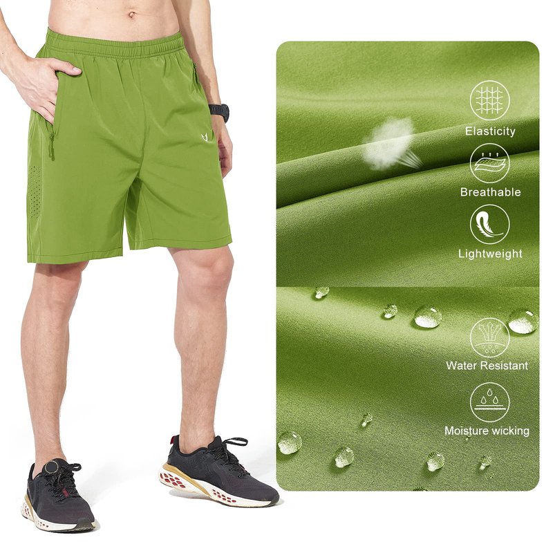 NORTHYARD Men's Athletic Running Shorts Quick Dry Workout Shorts 7"/ 5"/ 9" Lightweight Sports Gym Basketball Shorts Hiking Exercise Greenery M