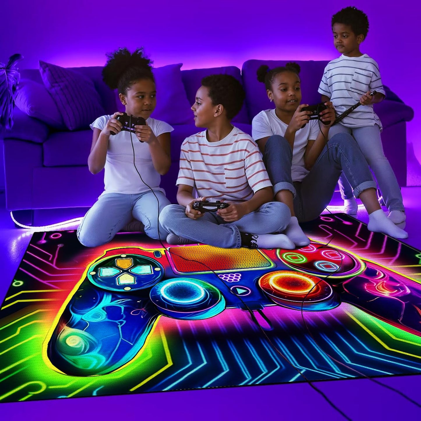 Gaming Area Rugs for Boys Cool Gamer Control Carpets for Bedroom Large Non Slip Area Rugs for Playroom Game Console Decorative Floor Mats 60" x 39"