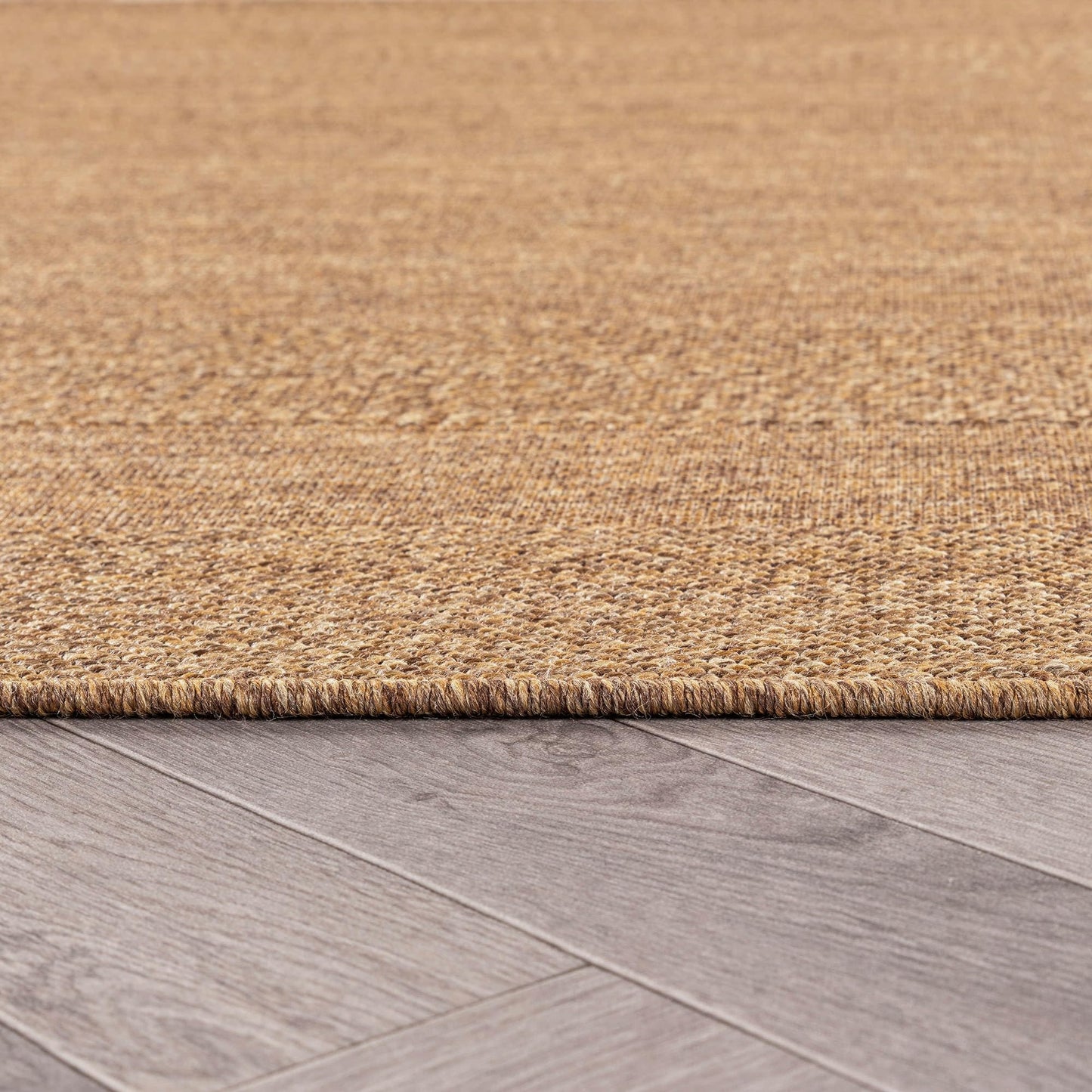 Rugshop Geometric Border Indoor Outdoor Flat Woven Area Rug,Natural Jute-Style,Easy-Care Patio Rug for Backyard Porch Deck Balcony, 6'6" x 9' Natural/Jute