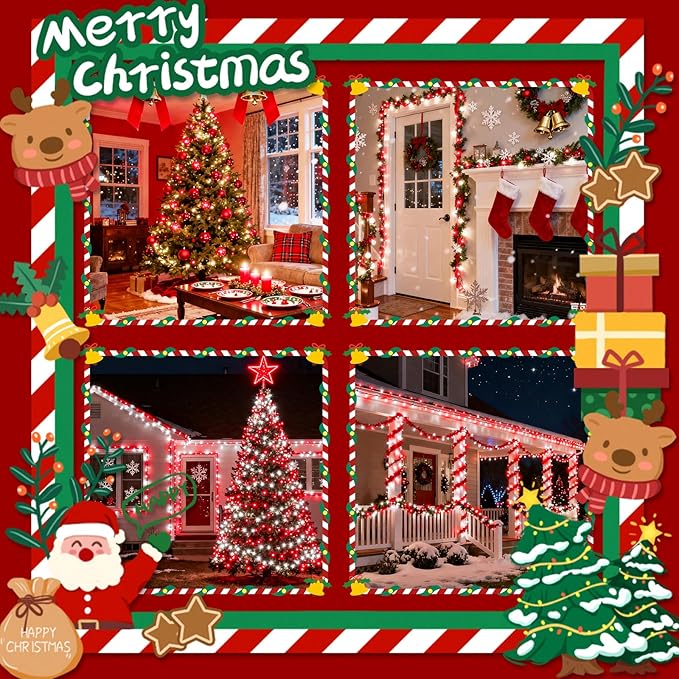 BHCLIGHT 240LED Christmas Voice Control String Lights Red & White