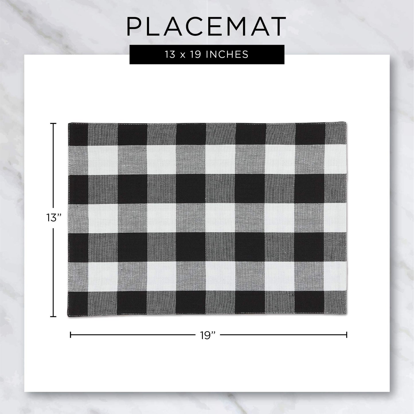 DII Buffalo Check Collection, Classic Farmhouse Tabletop Set, Placemat Set, 13x19, Stonewash Blue, 6 Piece