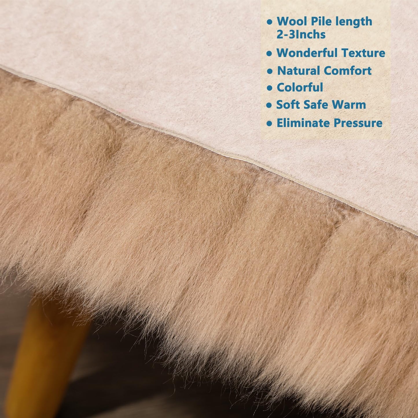 Real Sheep Skin Rug with Little Patches-Genuine Fuzzy Sheepskin Carpet for Bedroom Floor Living Room Sofa Luxury Fur Wool Pad (Light Brown, 2FT×6FT Patchwork)