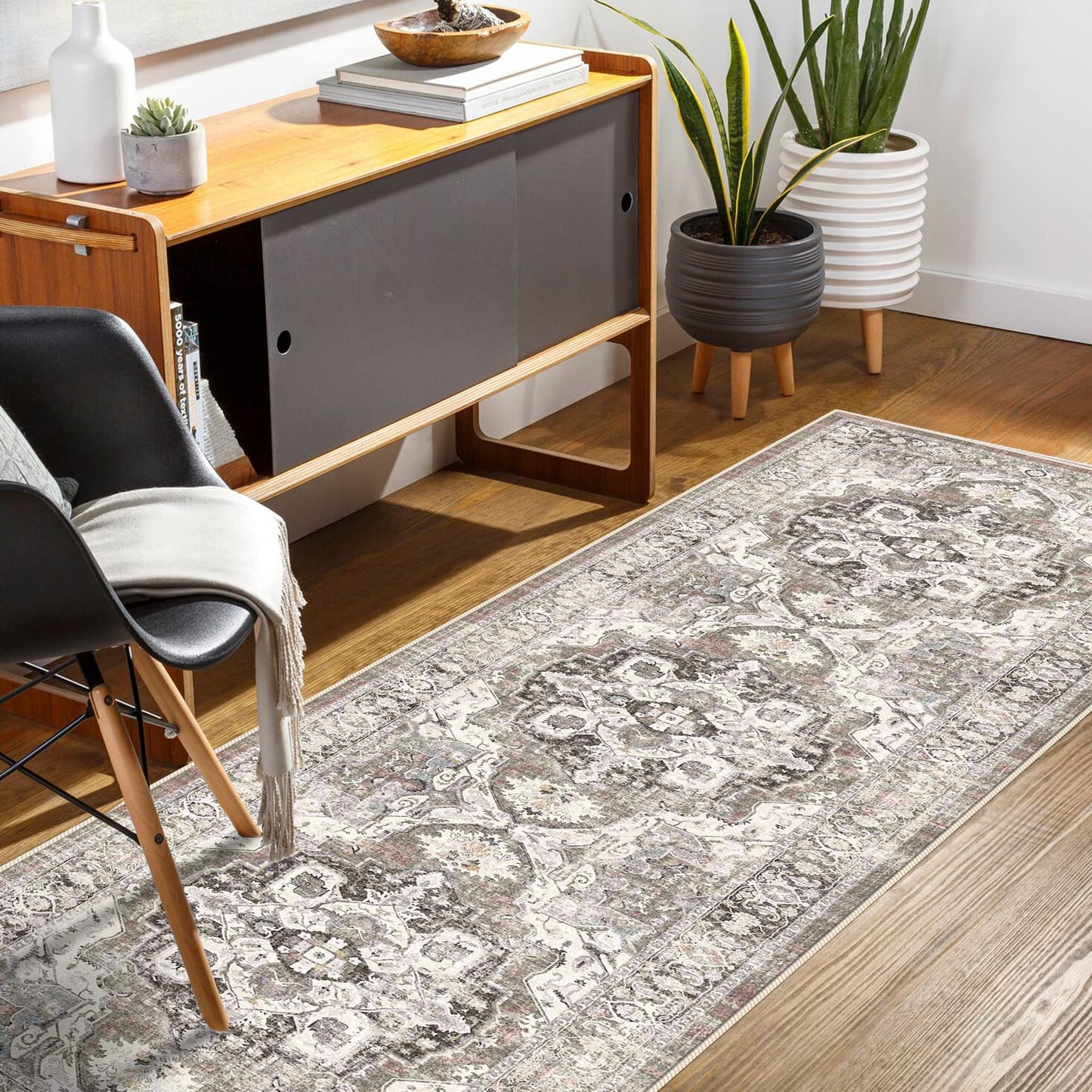 YOUFORTONG 2x12 Runner Rugs for Hallways Soft Kitchen Rug Non Slip Rug Runner with Rubber Backing Washable Non Shedding Farmhouse Runner Rug (Beige/Brown/Grey, 2X12)