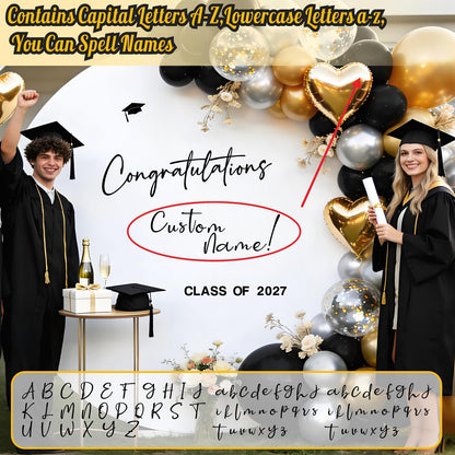Custom Name Class of 2026 Sign for Backdrop 2026 Graduation Decorations Decals for Balloon Arch DIY Grad Party Decoration Vinyl Lettering Banner for High School University Graduates Party Favors
