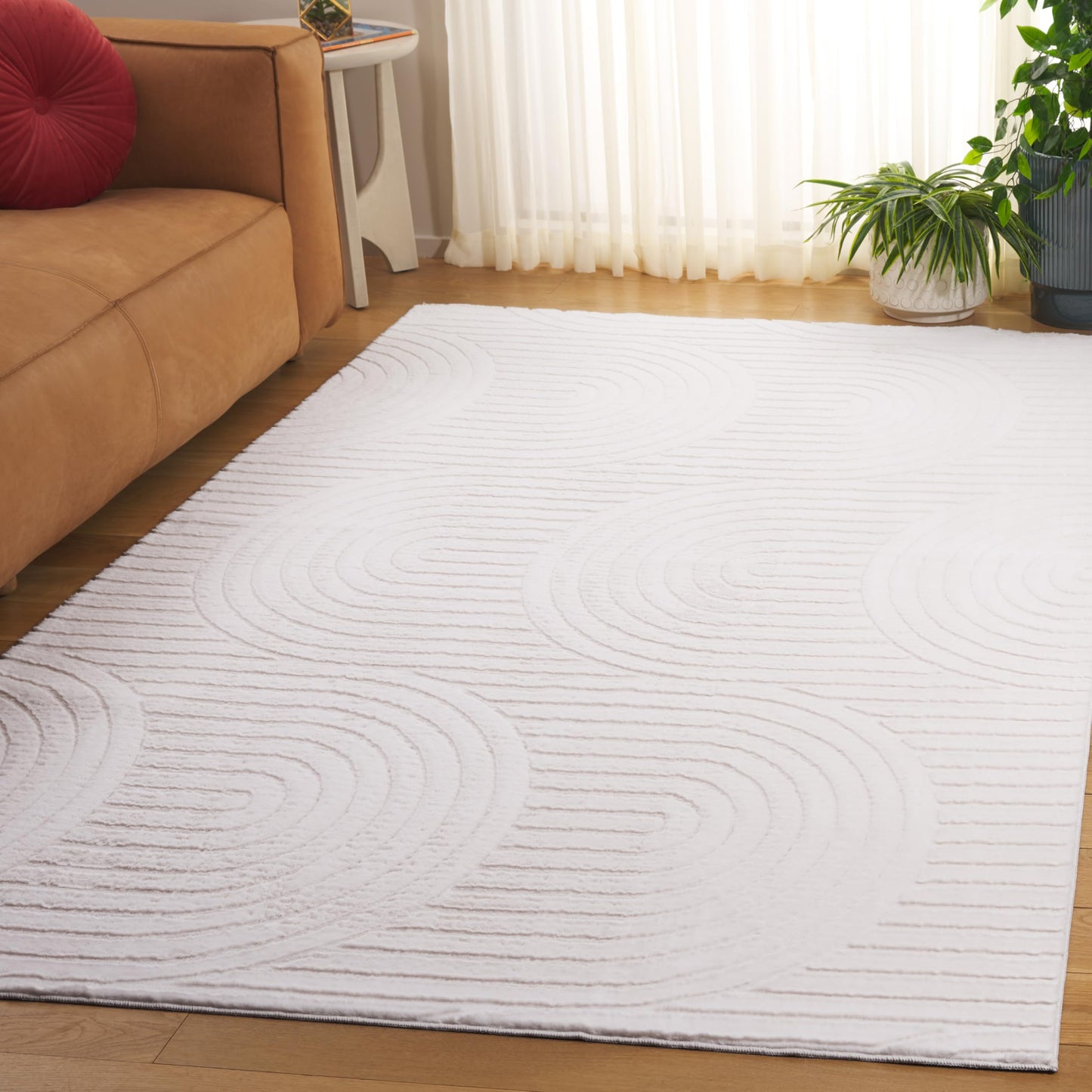 SAFAVIEH Washable Rug Faux Rabbit Fur Shag Collection - 4' x 6', Ivory, Slip Resistant & Easy Cleaning, Ideal for Living Room, Bedroom, Nursery, Boys & Girls Kids Playroom, Dining Space (FRF878A)