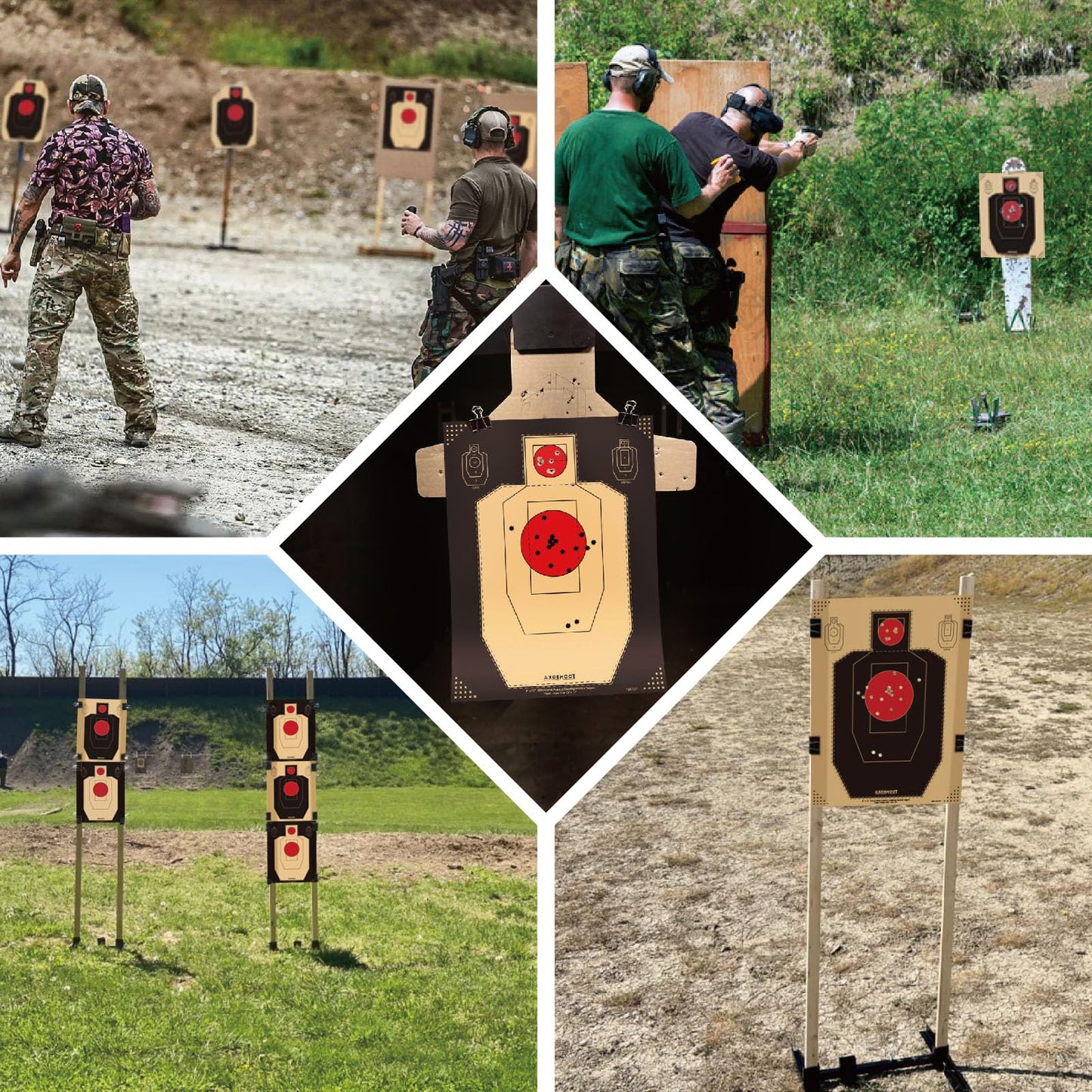 AXOSHOOT IDPA/USPSA Shooting Targets 17x25 Inch - 150gsm Kraft Paper with Black Background - 50/Pack Crease-Free Boxed Targets for Pistol, Rifle, Indoor & Outdoor Shooting Range