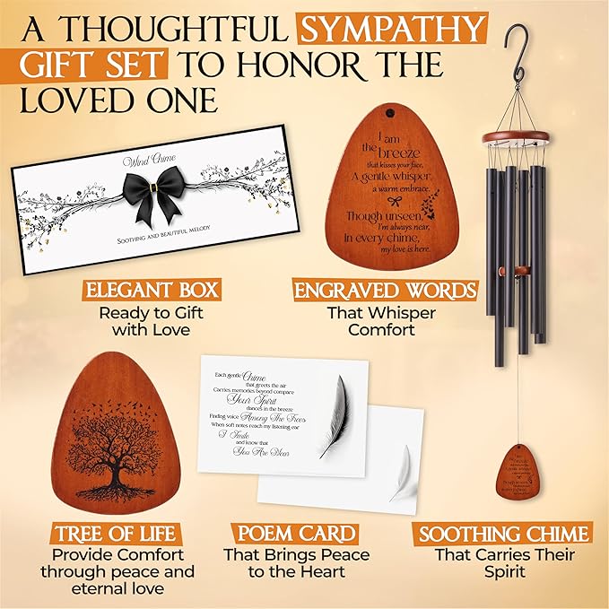 32 Inch Memorial Wind Chimes Outdoor, Sympathy Gifts for Loss of Loved One, Memorial Gifts for Loss of Mom, Sympathy Wind Chimes for Mother, Father, Brother, Sister