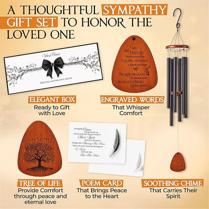 32 Inch Memorial Wind Chimes Outdoor, Sympathy Gifts for Loss of Loved One, Memorial Gifts for Loss of Mom, Sympathy Wind Chimes for Mother, Father, Brother, Sister