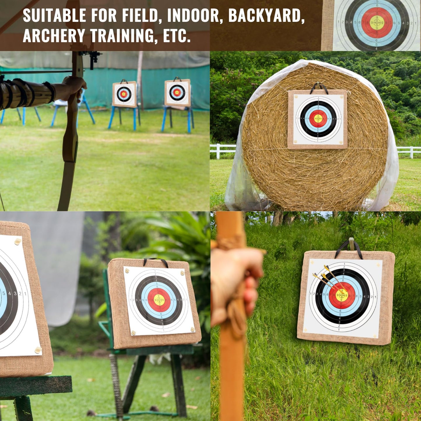 ShinyRelief 20 Inch Adult Backyard Straw Archery Target, for Recurve Compound or Longbow, 20 Pcs Paper Arrow Targets, Traditional Bow Arrow Target for Kids Youth Gift Archery Hunting Practice
