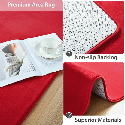 Softlife Red 4x6 Area Rug for Bedroom Living Room, Solid Non-Slip Fluffy Carpet with Soft Low Pile for Kids Boys Girls, Machine Washable Fuzzy Aethetic Rugs Home Dorm Decor