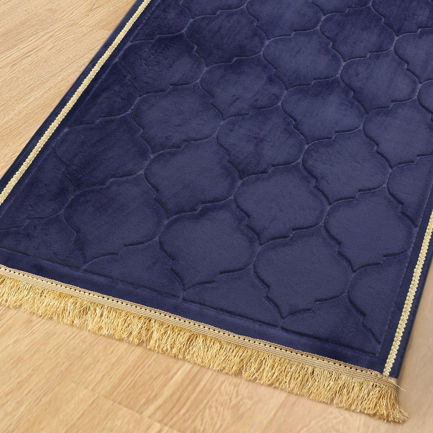 YAZEIN Muslim Prayer Rug with Tasbih Prayer Beads, Soft Memory Foam Prayer Matt Islam, Padded Islamic Prayer Mat Thick for Men and Women, Janamaz, Sajadah (25.6" x 43.3", Navy Blue)