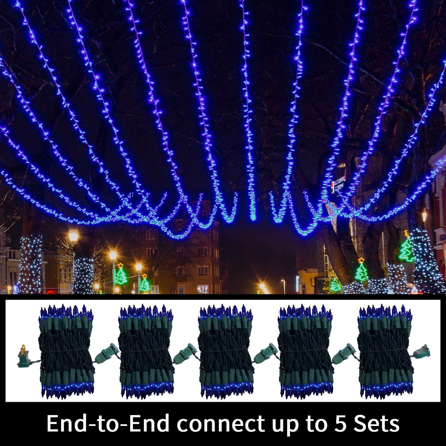 LAMPHOME Blue Christmas Lights,100Lights 19.6ft UL Certified Mini Bulb String Lights, Hanukkah Traditional Light for Outdoor Christmas Tree Garden Holiday Party Patio Wedding Garland Decor