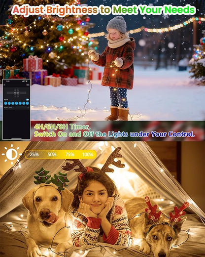 Smart Color Changing Christmas String Lights, 206FT 600LED App Control RGB LED String Lights with Remote & Timer, Waterproof Twinkle Christmas Tree Lights Indoor Outdoor Holiday Xmas Tree Decorations