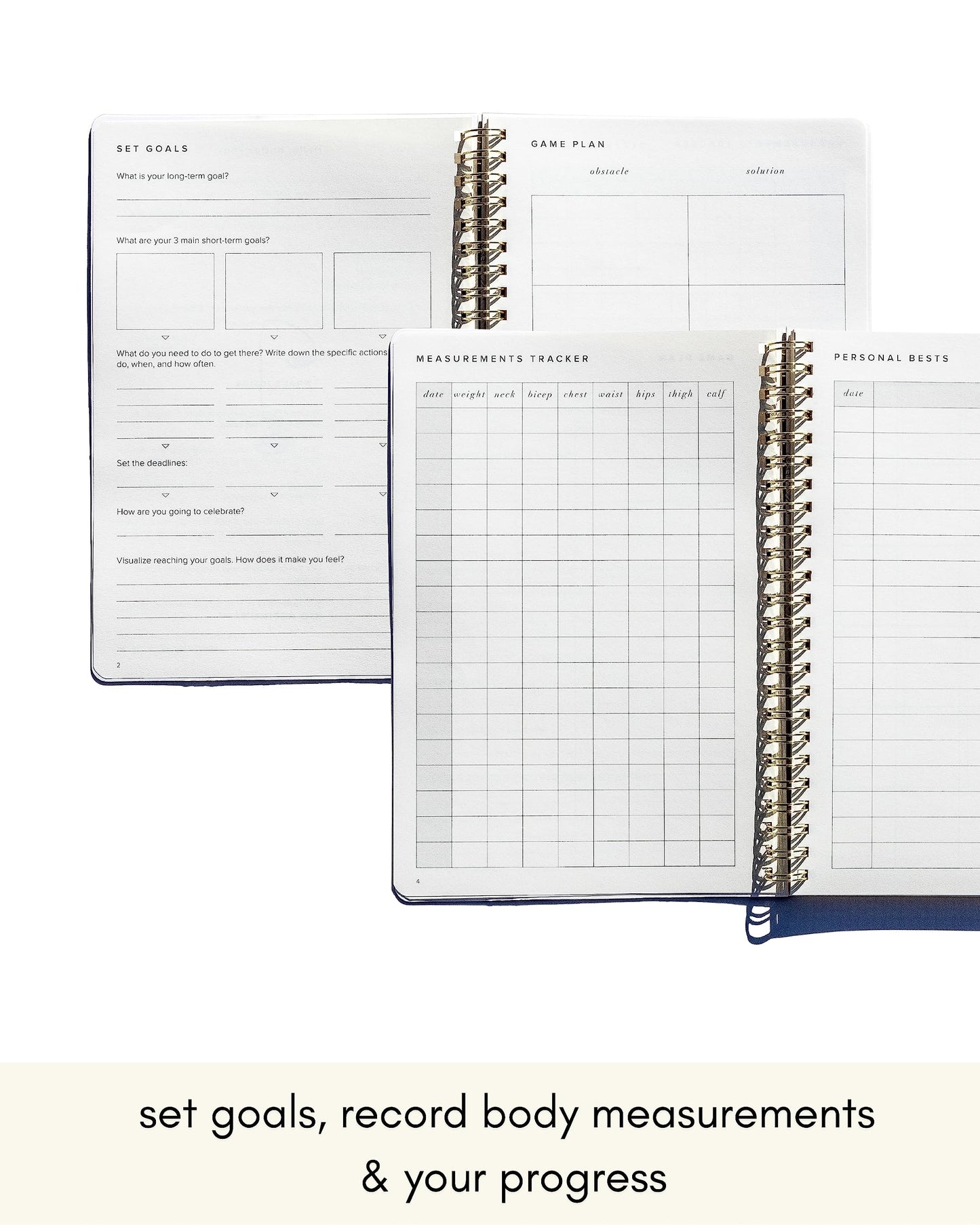 Kunitsa Co. Fitness Journal for Women - Track Workouts, Meals, and Weight Loss, Undated, Fits 120 Workouts, Dusty Blue, 6 x 8.5 Inches